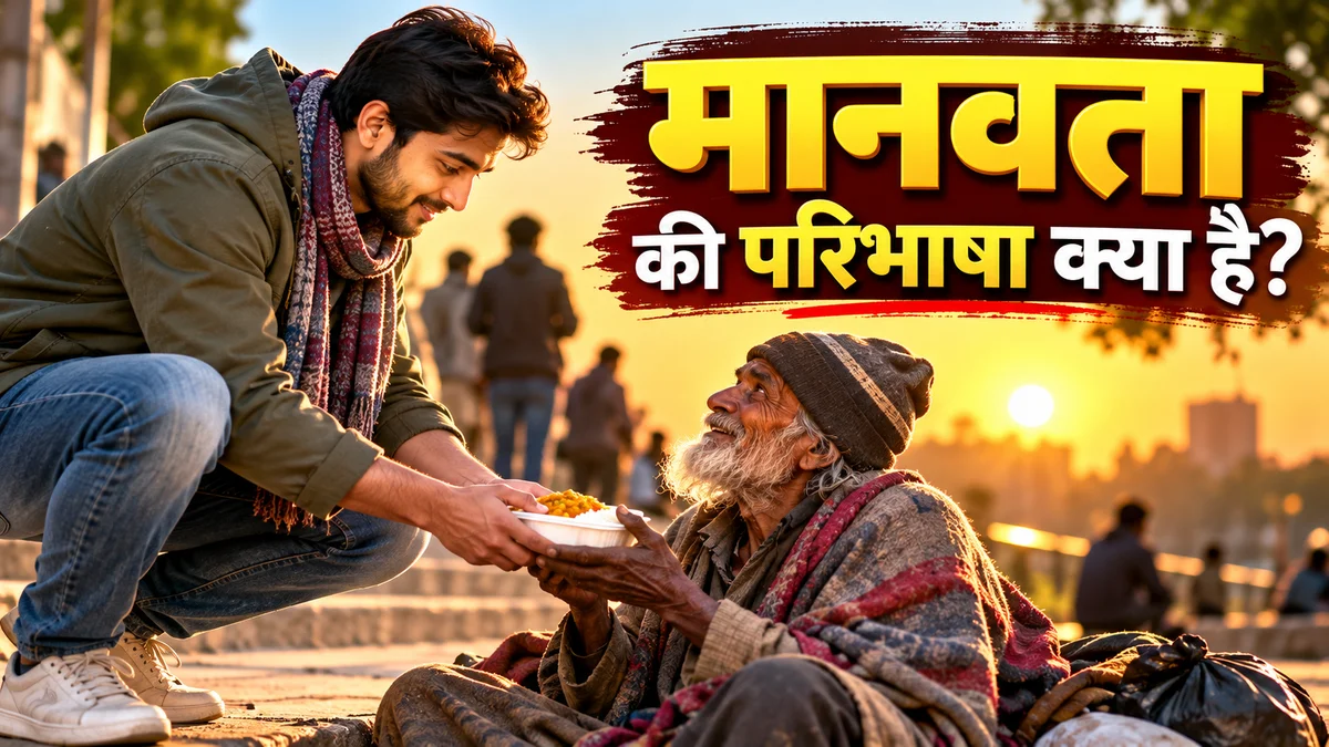 क व्यक्ति जरूरतमंद की मदद करते हुए, जो मानवता की असली परिभाषा दर्शाता है