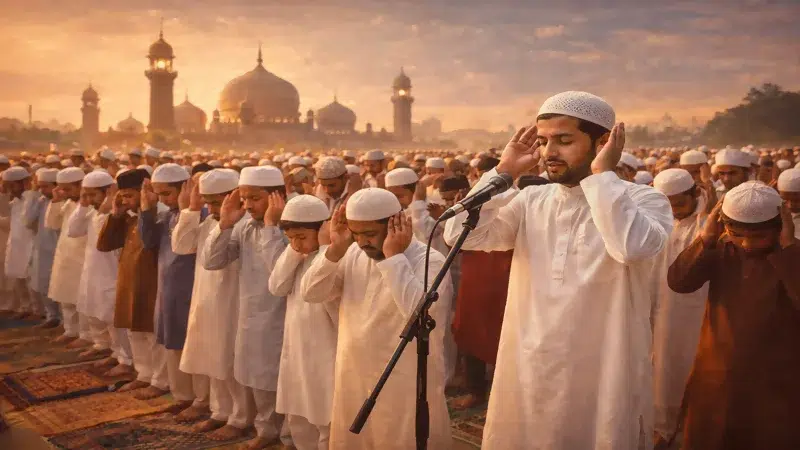 Muslim community offering Eid namaz on Eid ul Fitr 2026