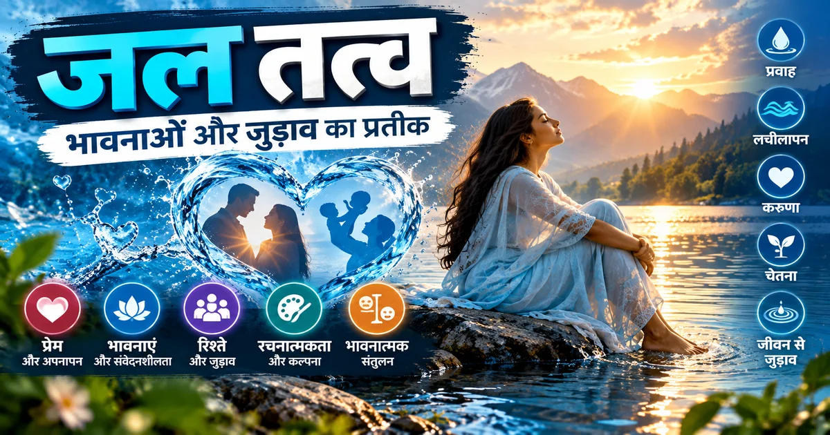 जल तत्व भावनाओं, प्रेम और भावनात्मक जुड़ाव का प्रतीक